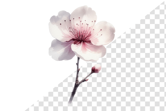 Cherry Blossom Art Watercolor Clipart: Editorial Illustrations