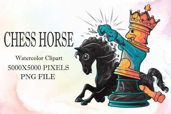 Chess Horse Watercolor Clipart 16 in Illustrations