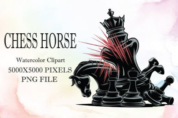 Chess Horse Watercolor Clipart 3 in Illustrations