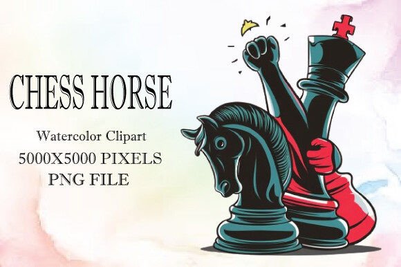 Chess Horse Watercolor Clipart 9: Editorial Illustrations