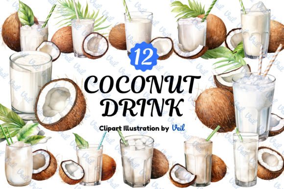 Coconut Drink Clipart Watercolor Bundle Review