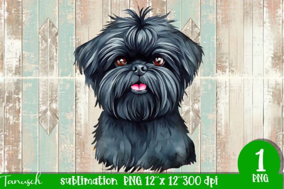 Cute Watercolor Affenpinscher Illustrations for Design