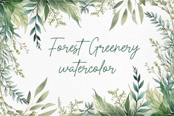 Greenery Watercolor Clipart Forest Illustrations