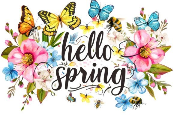 Hello Spring Watercolour Background for Illustrations