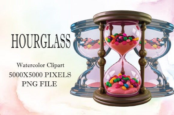 Hourglass Watercolor Clipart 15 in Illustrations