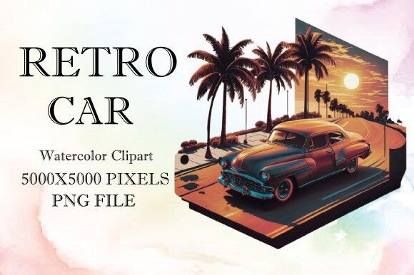 Retro Car Watercolor Clipart 15: Illustrations Review
