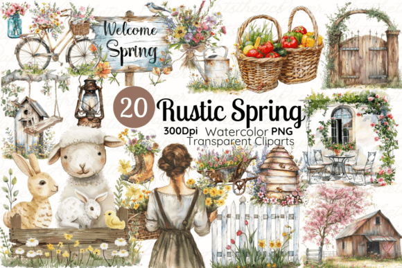 Rustic Spring Watercolor Clipart Bundle: Illustrations Review