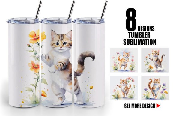 Tumbler Cat in Summer Watercolor Illustrations Review