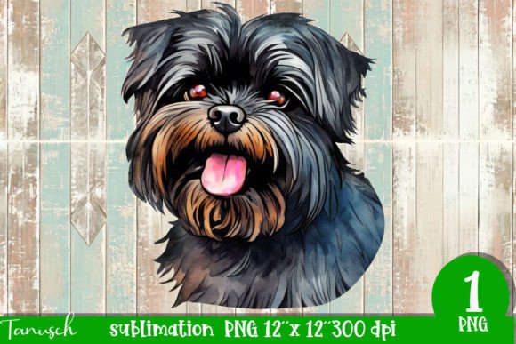 Watercolor Affenpinscher Illustrations for Digital Products