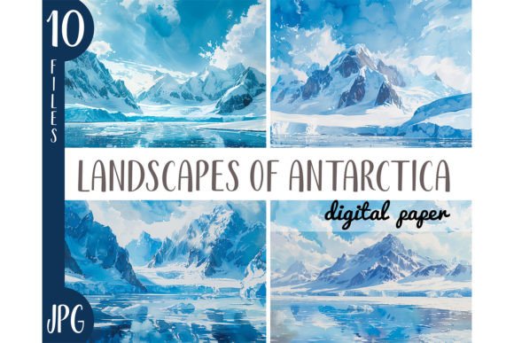 Watercolor Arctic, Antarctic Clipart JPG Illustrations