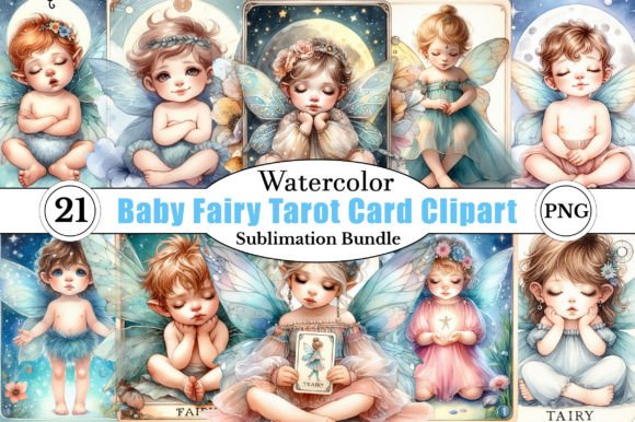 Watercolor Baby Fairy Tarot Card Illustrations