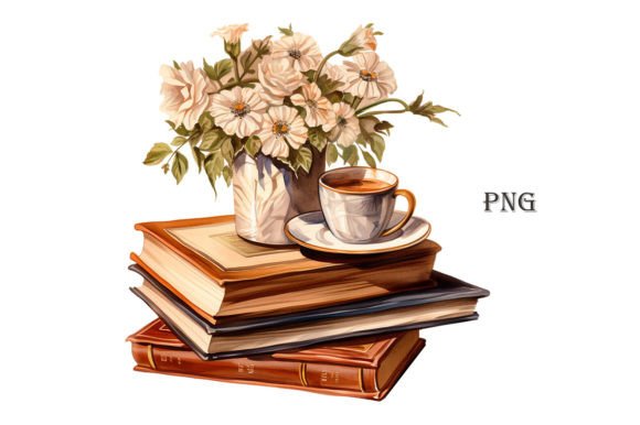 Watercolor Books and Coffee Illustrations Review