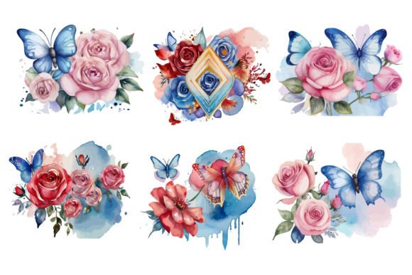 Watercolor Butterfly Rose PNG Design Review