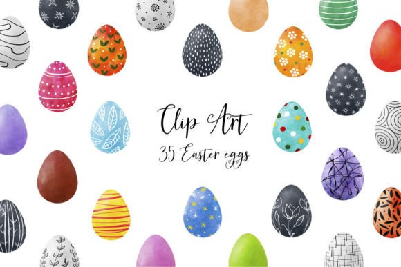 Watercolor Easter Eggs Illustrations for Editorial Design