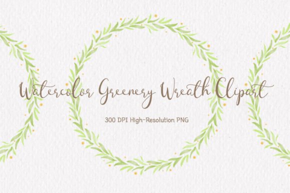 Watercolor Greenery Wreath PNG Clipart Illustrations