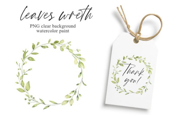 Watercolor Leaves Wreath Illustrations for Crafting