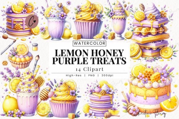Watercolor Lemon Honey Treats Clipart Illustrations