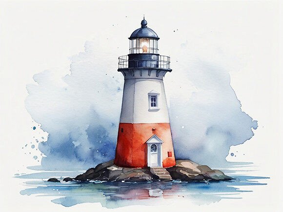 Watercolor Lighthouse Illustrations for Local Branding