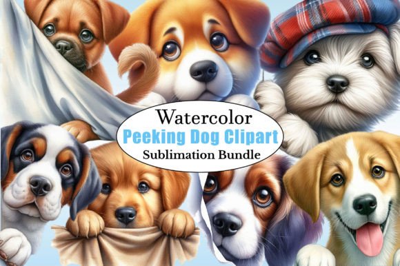 Watercolor Peeking Dog PNG Clipart Illustrations Review