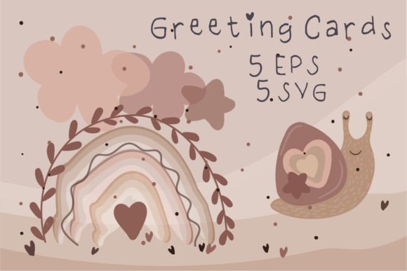 Watercolor Rainbow and Snails 1 Beige Illustrations