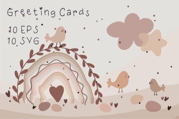 Watercolor Rainbow Happy Easter 1 Beige Illustrations