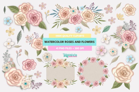 Watercolor Roses and Flowers Clipart Illustrations Review