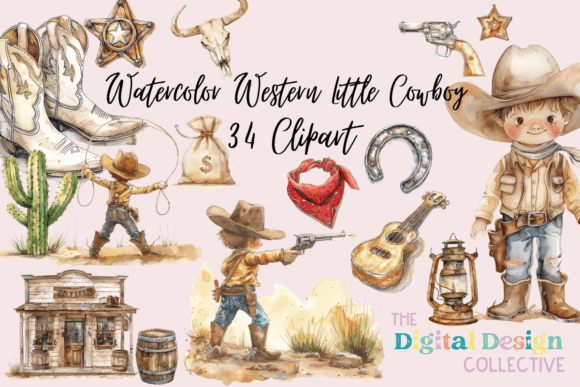 Watercolor Western Boy Clipart Bundle: Illustrations Review